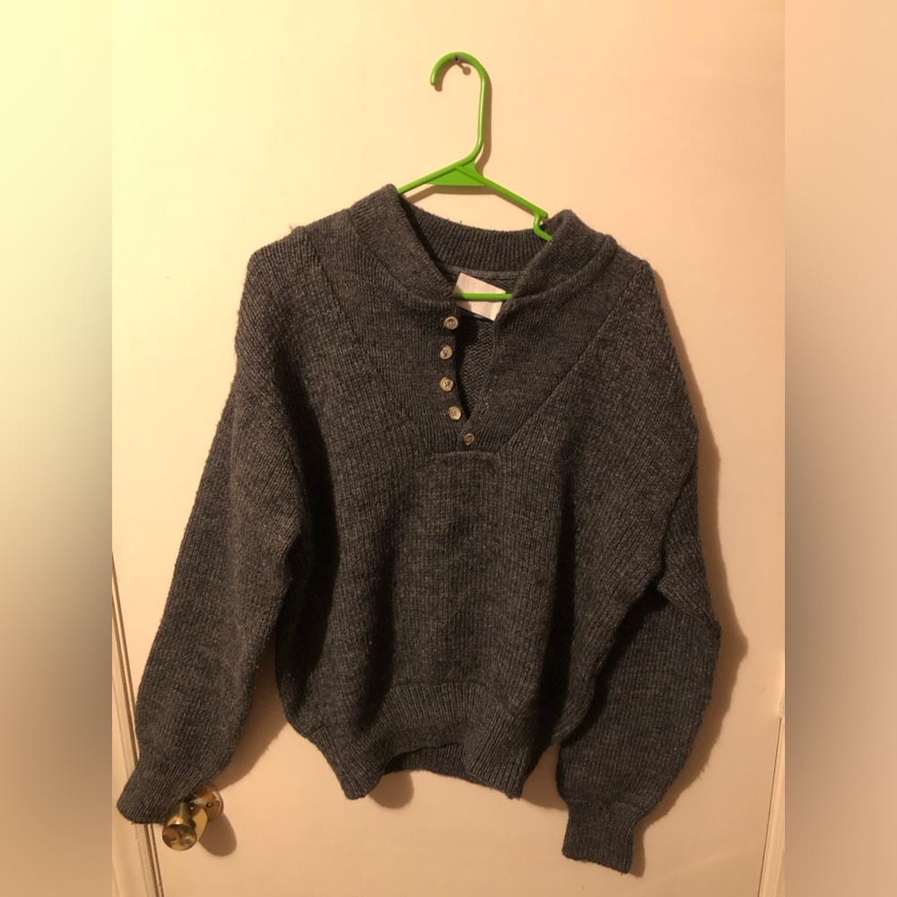 Remington vintage mens gray wool knit crewneck sweater medium